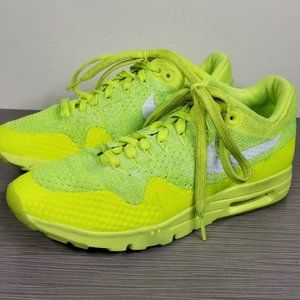 Nike Air Max 1 Ultra Flynit, Volt White & Electric Green, Womens Size 7 US / 38